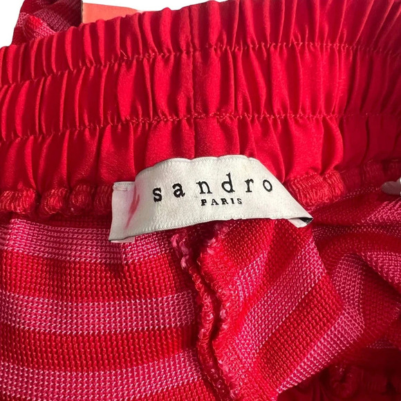Sandro Red and Pink Striped Knit Drawstring Shorts Size 1 / US Small - Picture 7 of 11